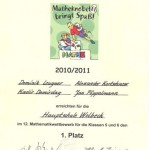 Mathe Knobelei Urkunde 2
